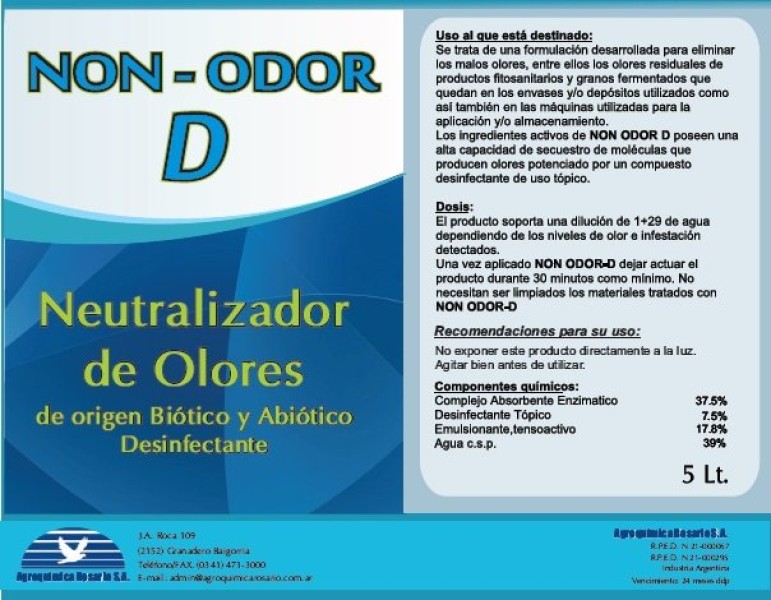 NON ODOR D.   Odorizante- Desinfectante