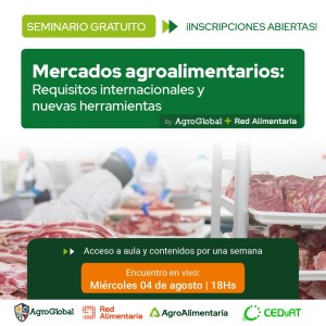 Seminario Gratuito: Mercados agroalimentarios: Requisitos internacionales y nuevas herramientas