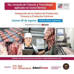 Red Alimentaria invita a la Quinta Jornada de Ciencia y Tecnología Aplicada en Carne Bovina