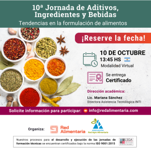 Red Alimentaria invita a la 10ª Jornada de Aditivos, Ingredientes y Bebidas