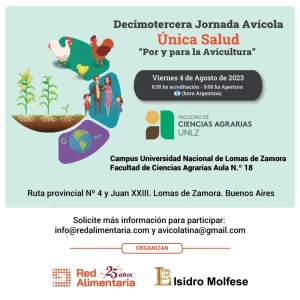 Una Salud será el tema central de la Decimotercera Jornada Avícola