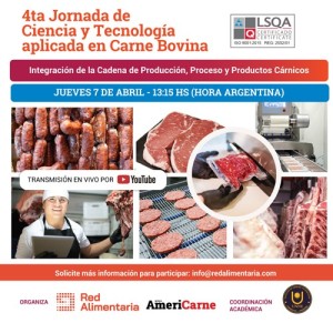 El 7 de abril asista a la Cuarta Jornada de Ciencia y Tecnología Aplicada en Carne Bovina