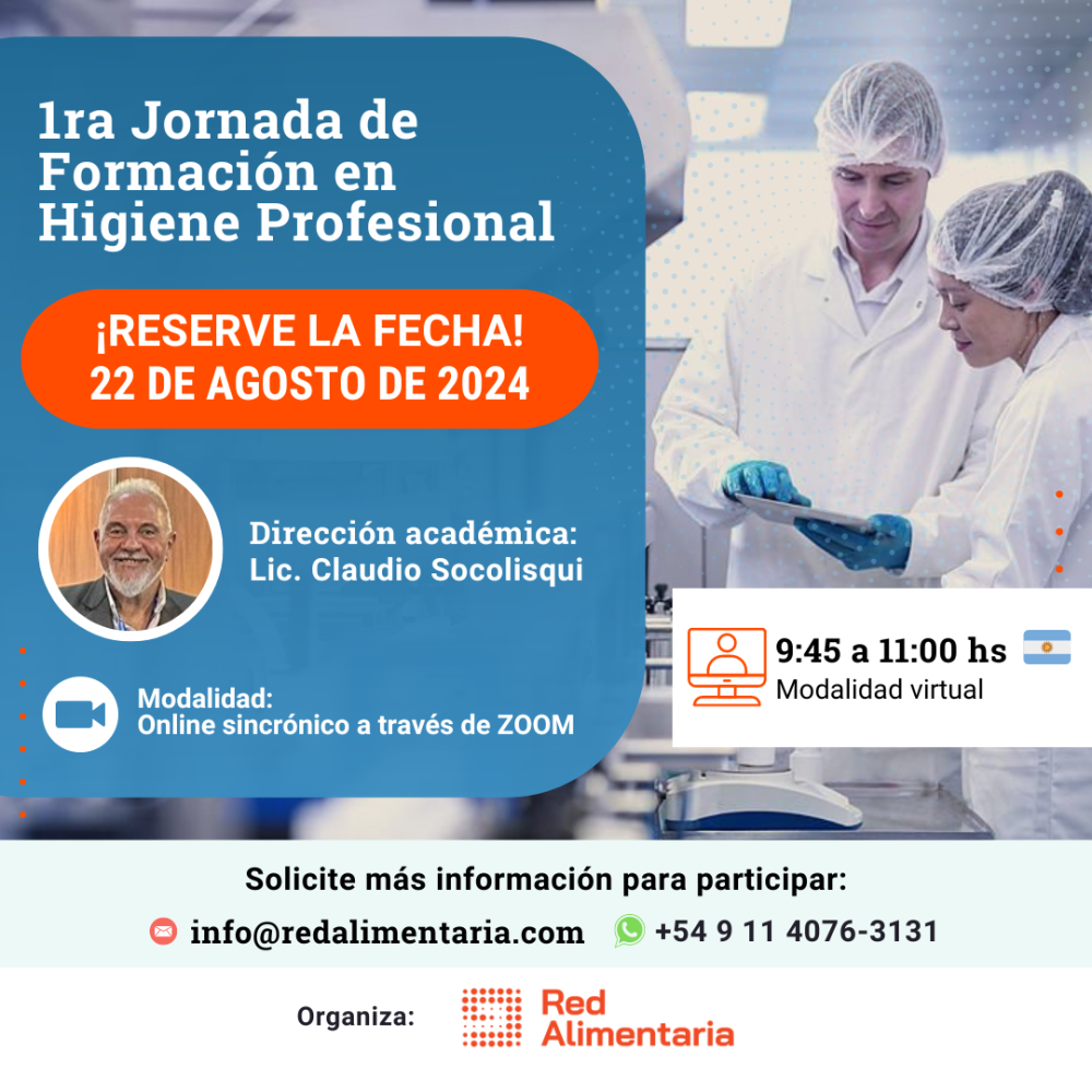 Participe de la 1ra Jornada de Formación en Higiene Profesional organizada por Red Alimentaria